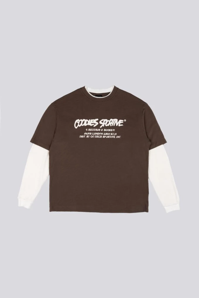 Goodies Sportive Records Long Sleeve Brown Ecru