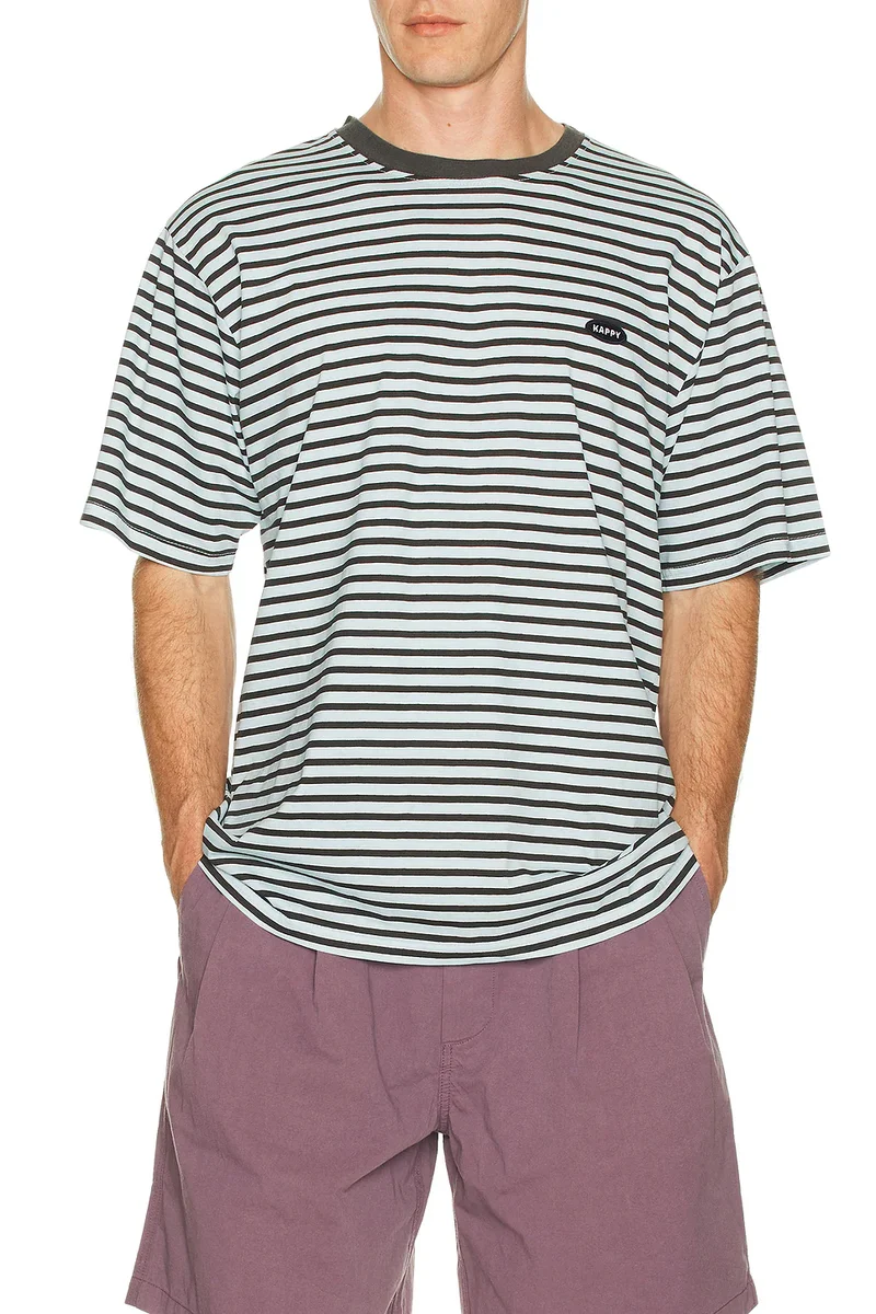 Kappy - Indigo Stripe Half T-shirt - Light blue