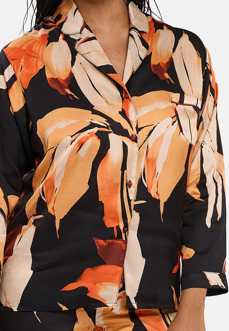 Chemise Pure Chic Feuilles Noir
