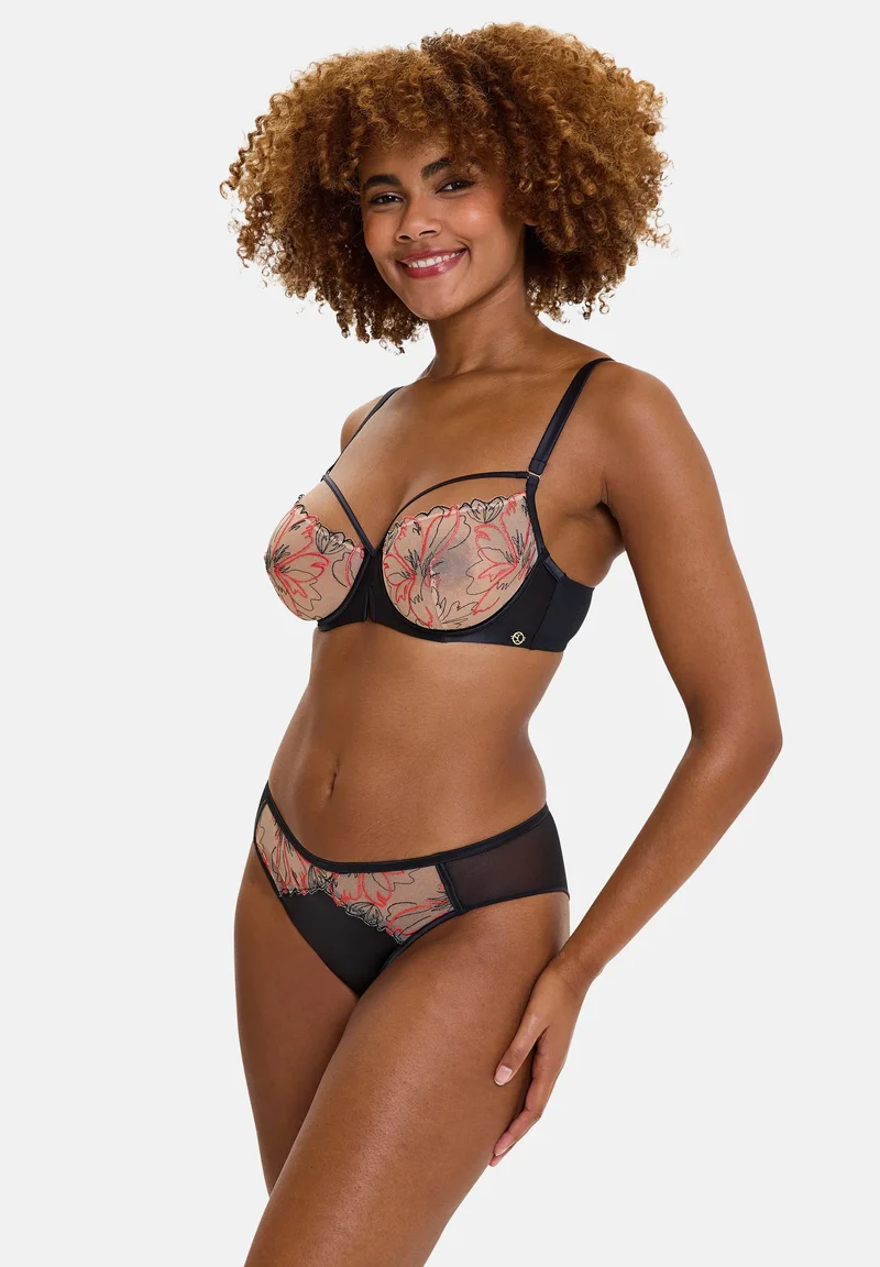 Slip Alberta Noir & Rouge Poppy