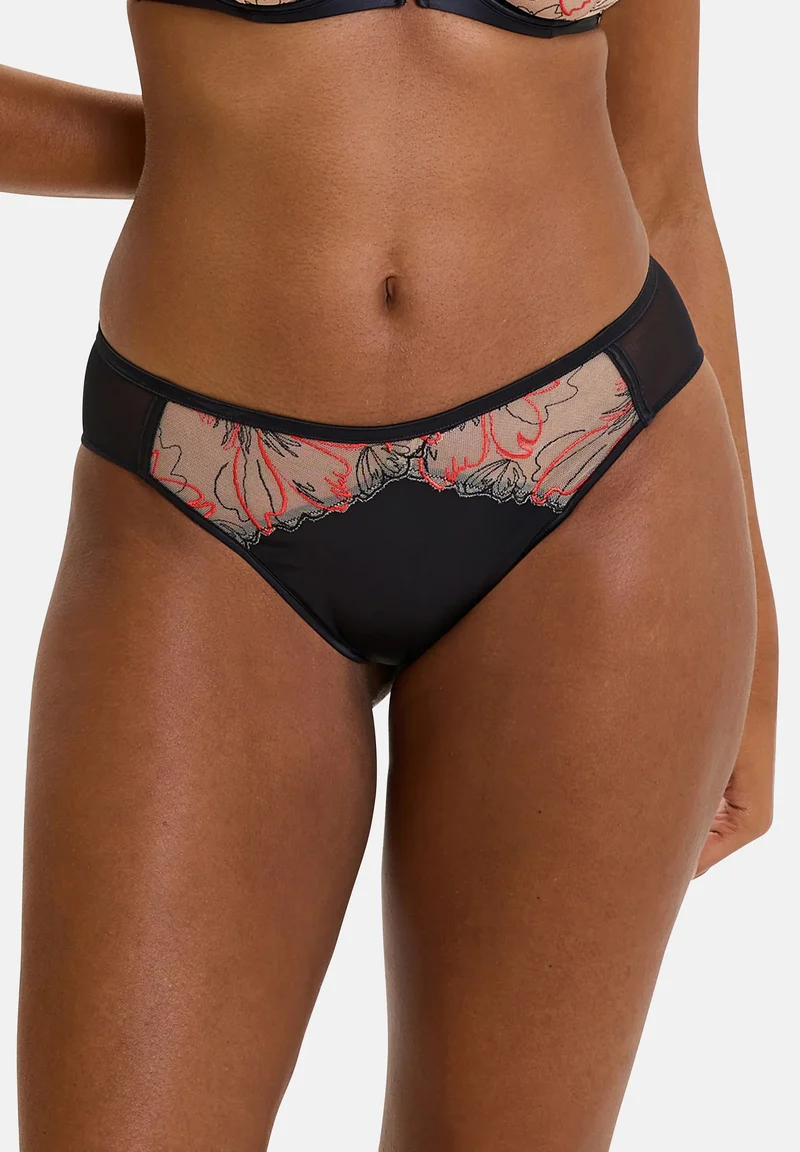 Slip Alberta Noir & Rouge Poppy