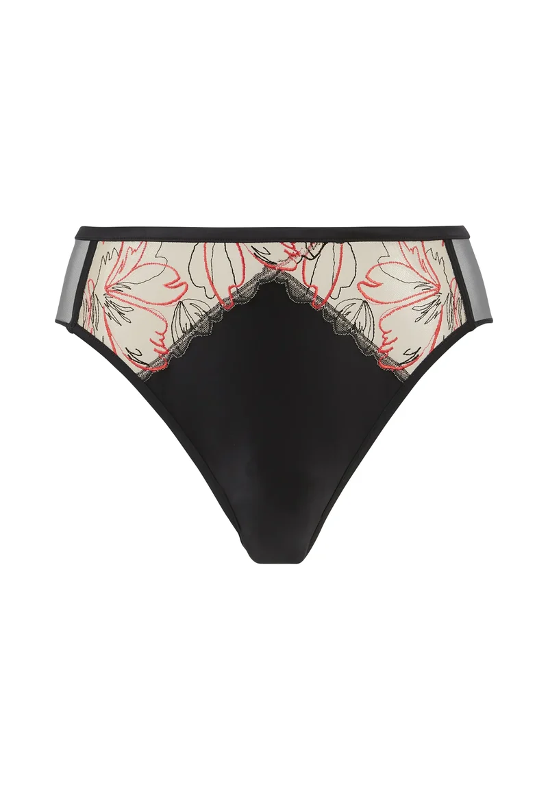 Slip Alberta Noir & Rouge Poppy