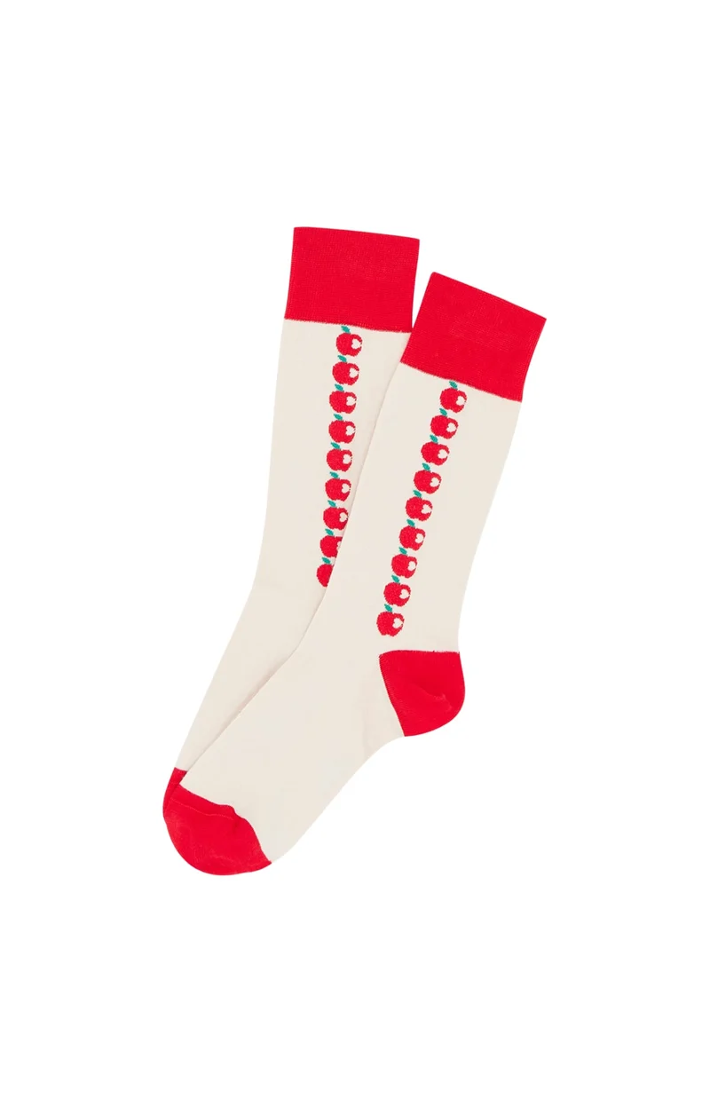 Chaussettes en coton - Pomme d'amour Ecru