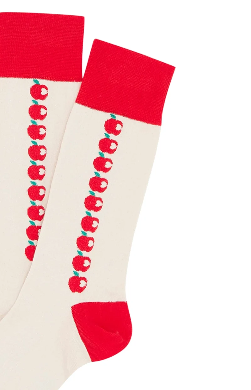Chaussettes en coton - Pomme d'amour Ecru