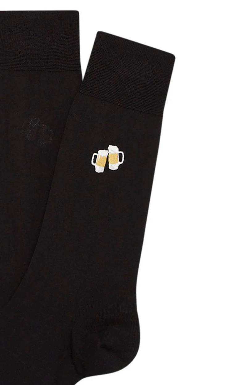 Chaussettes en fil d'écosse brodées - Bière