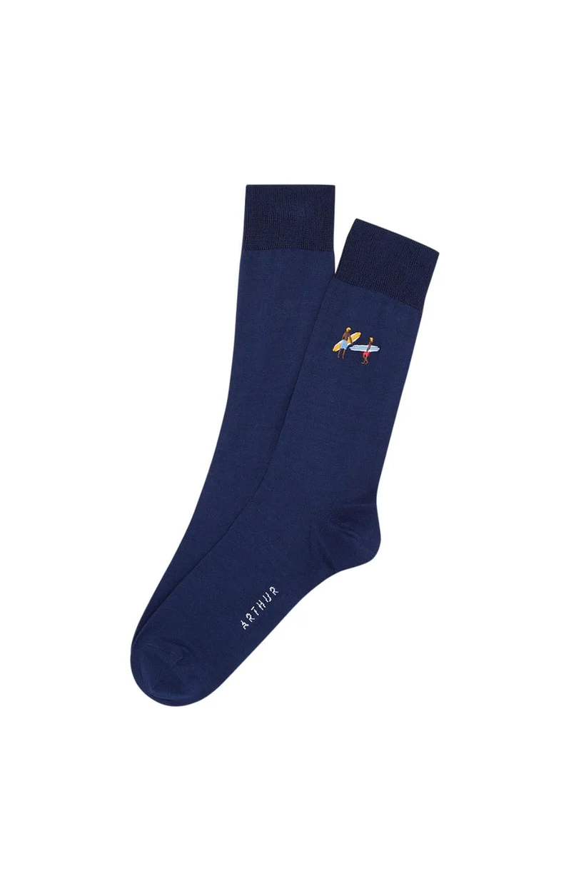 Chaussettes en fil d'écosse brodées - Surf Marine