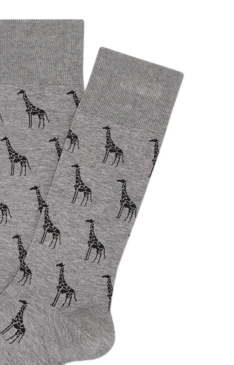 Chaussettes en fil d'écosse - Girafe Gris