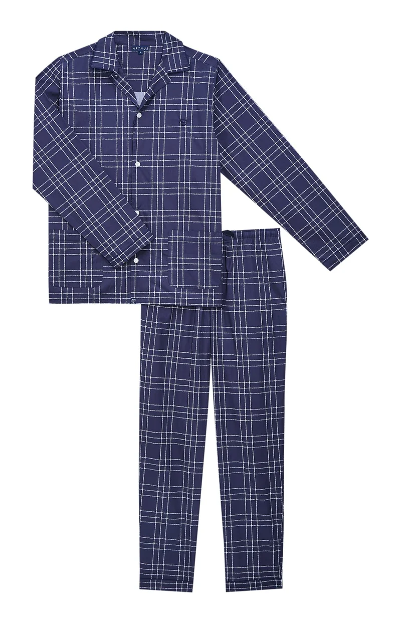 Pyjama boutonné en popeline de coton - Lewis