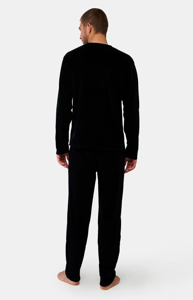 Pyjama manches longues en polaire - Noir