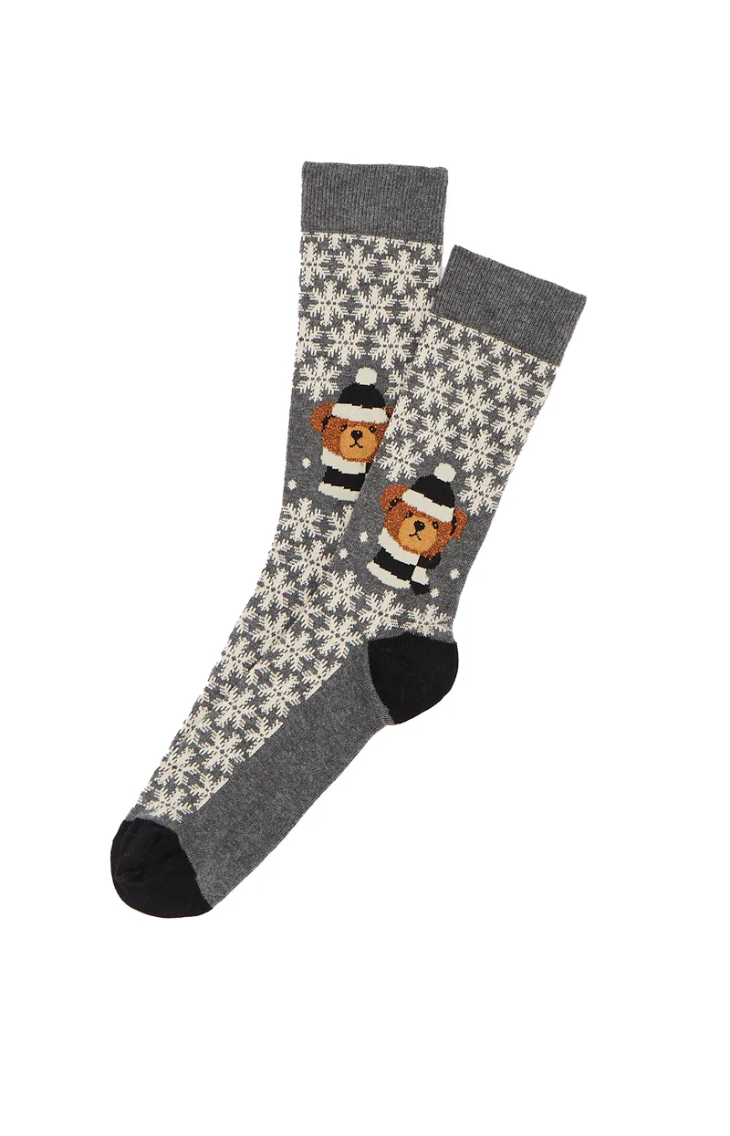 Chaussettes Teddy de Noel - Grey