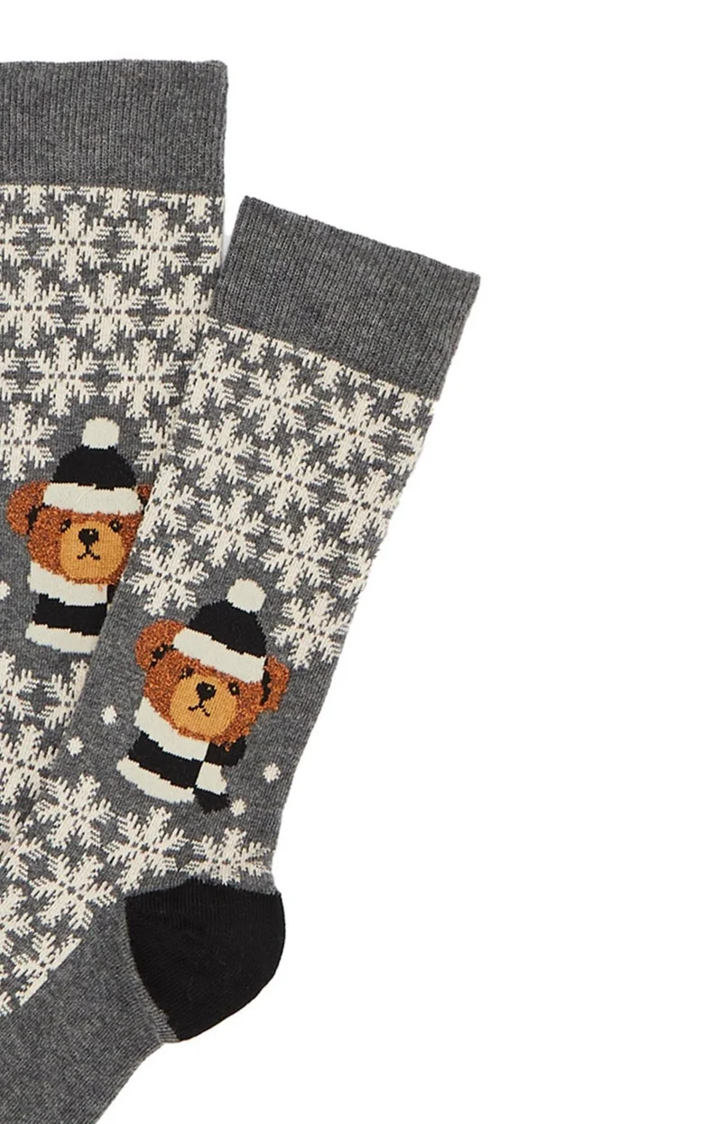 Chaussettes Teddy de Noel - Grey