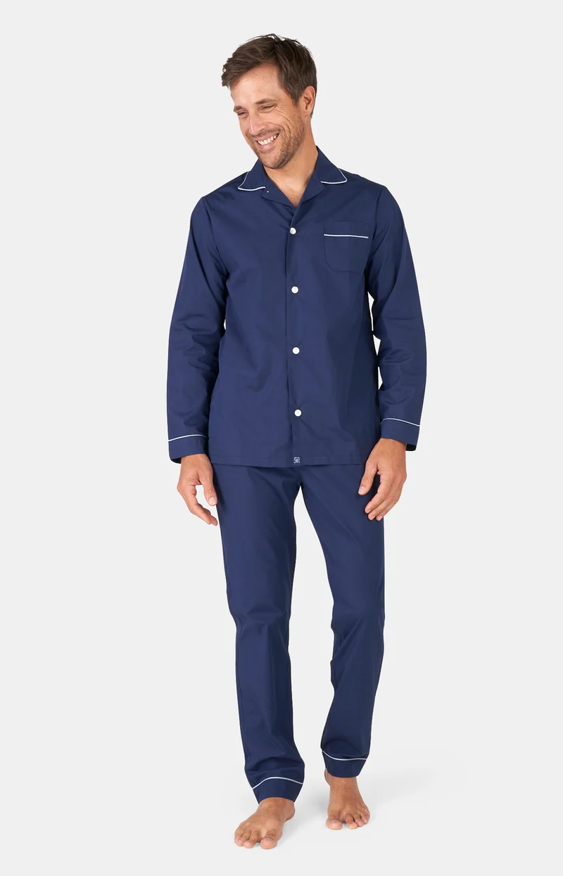 Pyjama boutonné en popeline de coton - Tradi