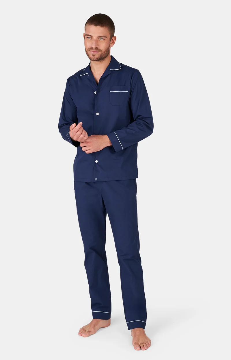 Pyjama boutonné en popeline de coton - Tradi