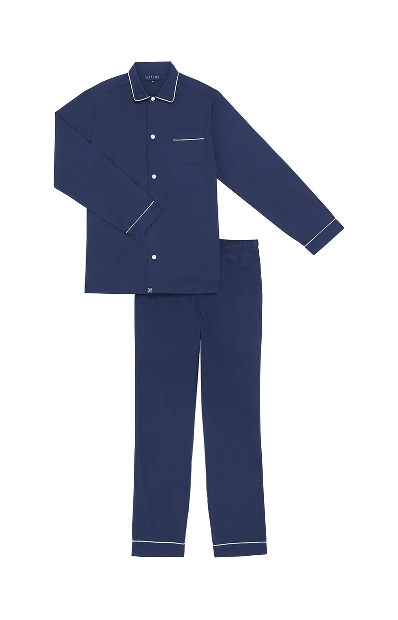 Pyjama boutonné en popeline de coton - Tradi