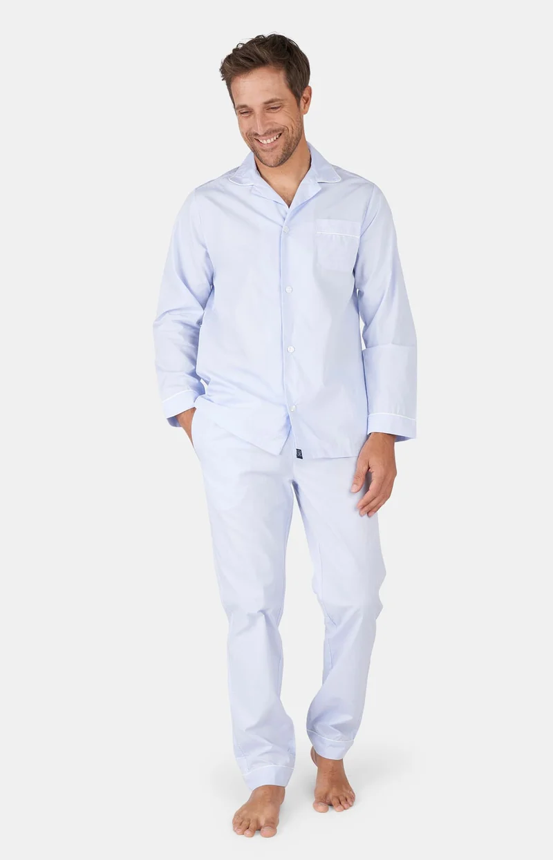 Pyjama boutonné en popeline de coton - Tradi