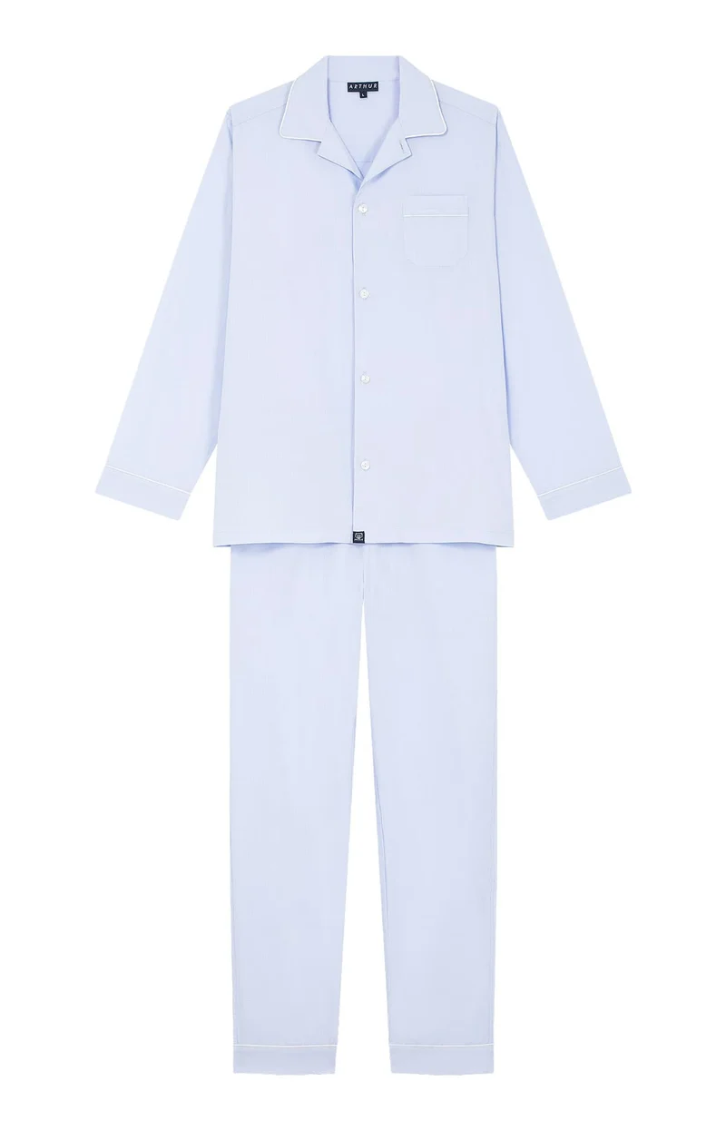 Pyjama boutonné en popeline de coton - Tradi