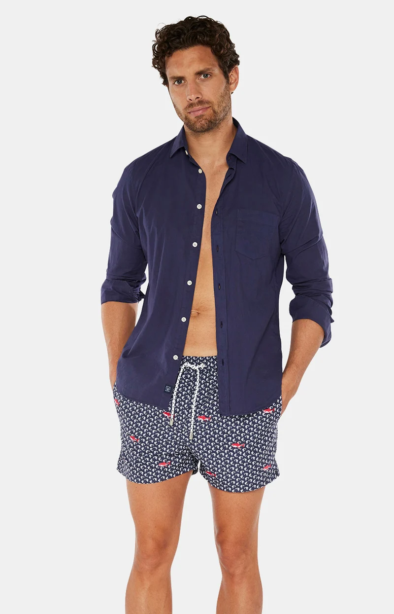 Short de bain brodé Requin - Marine