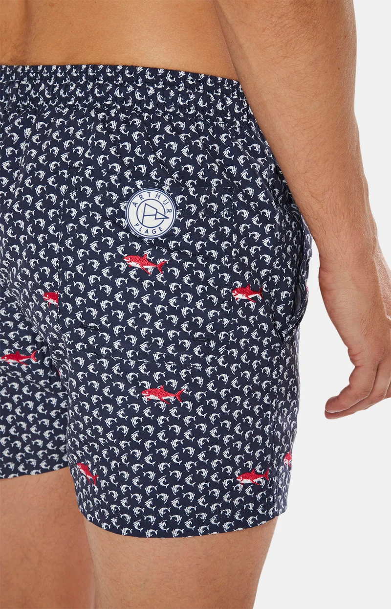 Short de bain brodé Requin - Marine