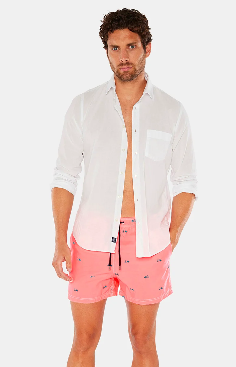 Short de bain brodé Scooter - Rose