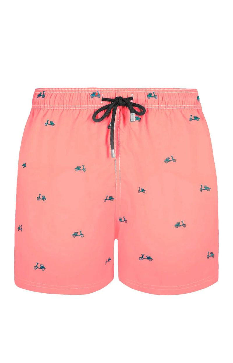 Short de bain brodé Scooter - Rose