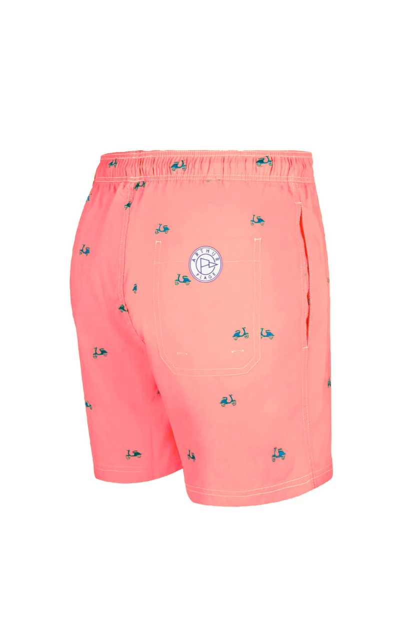 Short de bain brodé Scooter - Rose