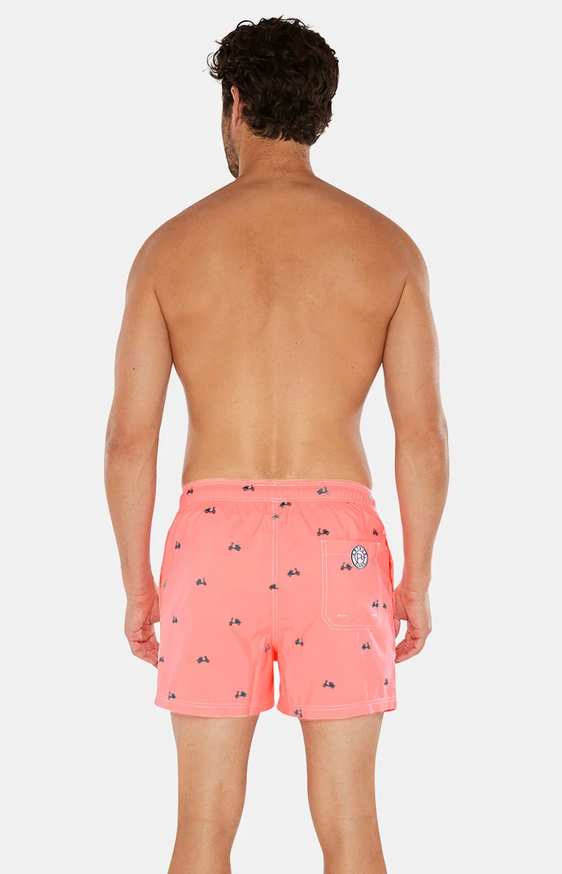 Short de bain brodé Scooter - Rose
