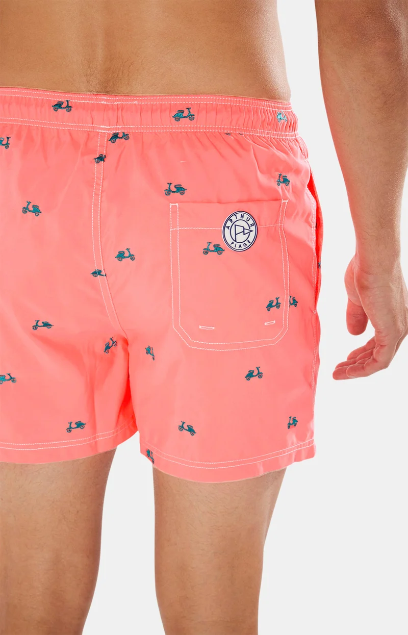 Short de bain brodé Scooter - Rose
