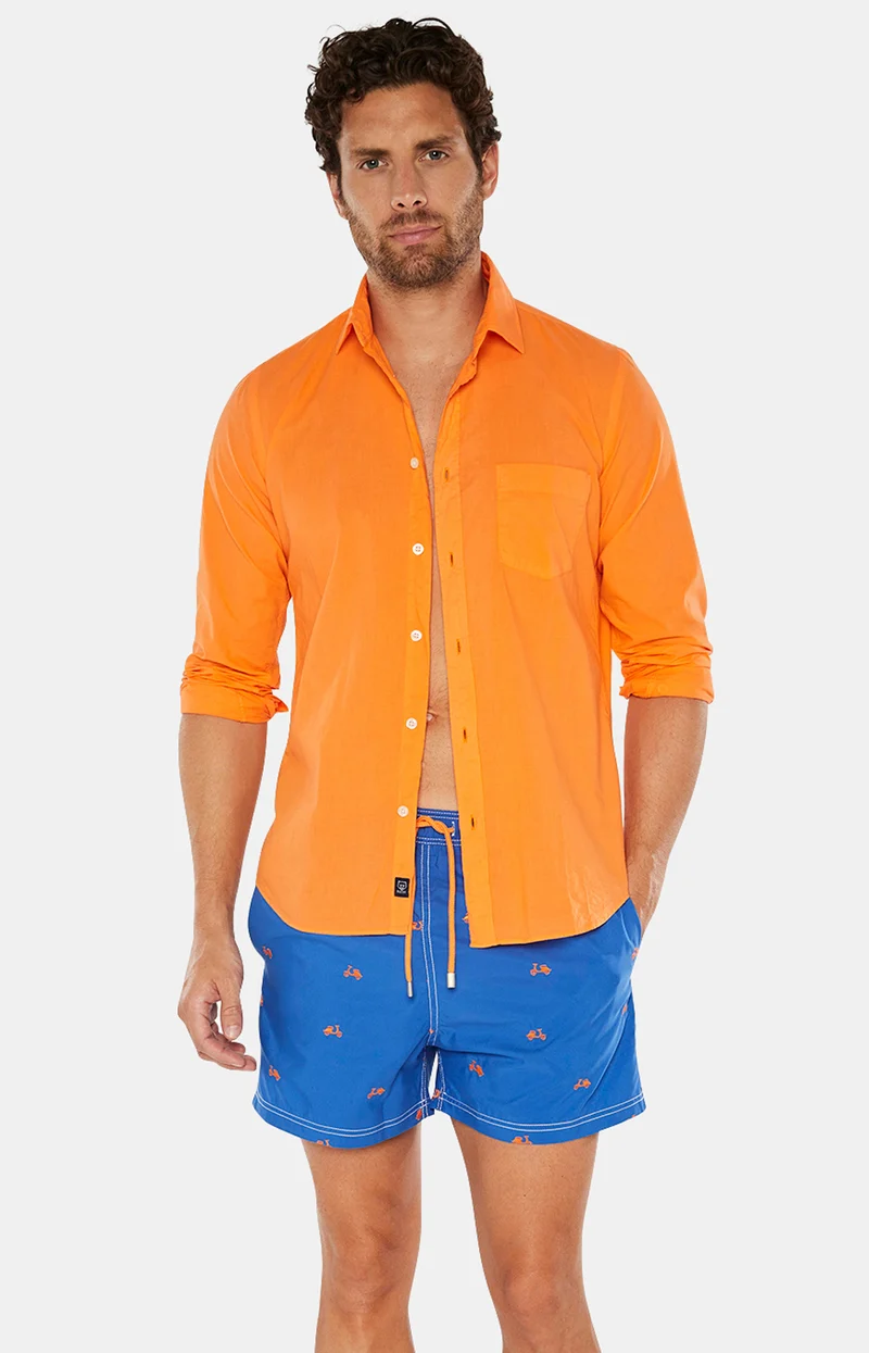 Short de bain brodé Scooter - Bleu