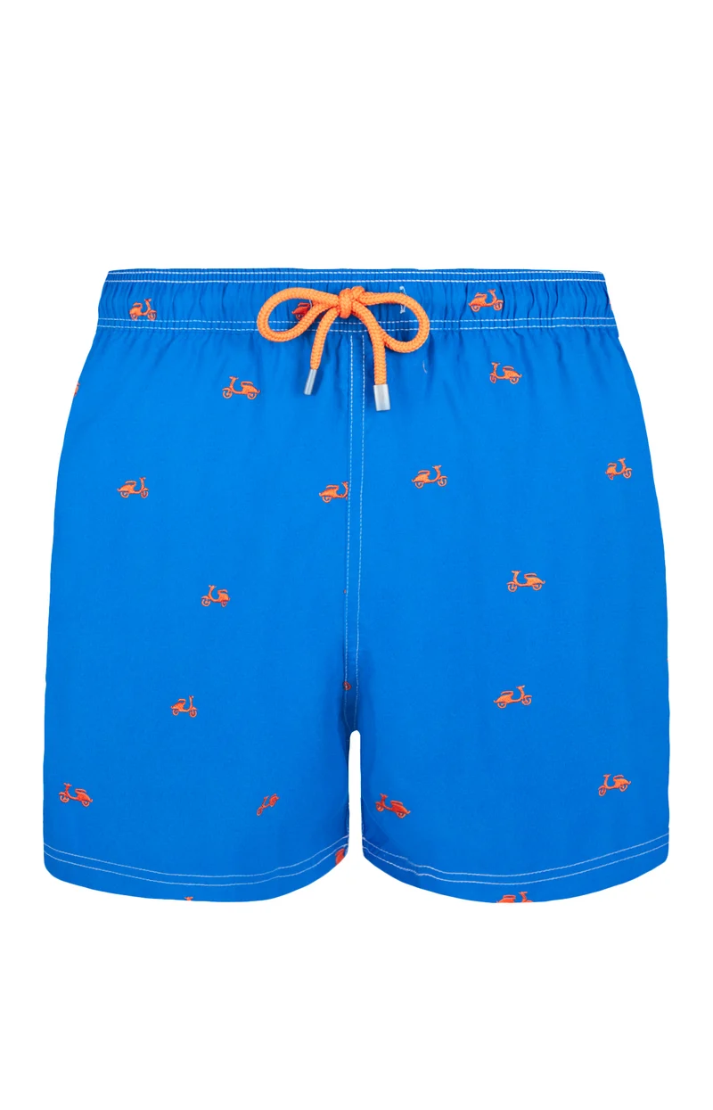 Short de bain brodé Scooter - Bleu