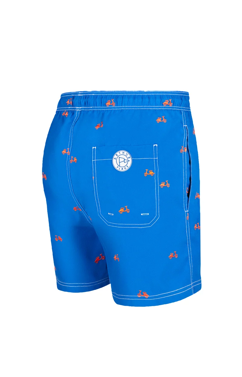 Short de bain brodé Scooter - Bleu