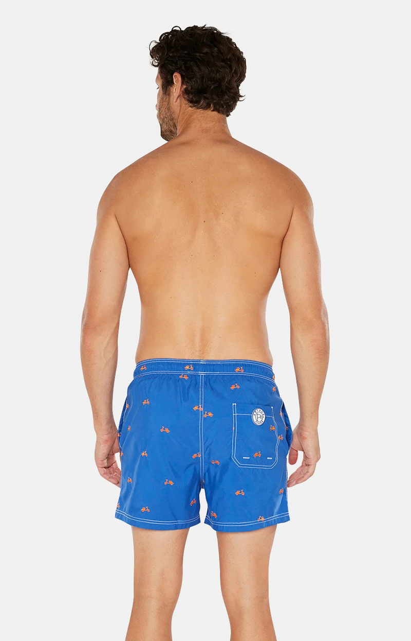 Short de bain brodé Scooter - Bleu