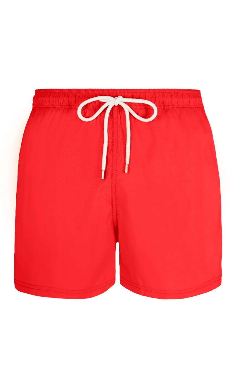 Short de bain uni Rouge