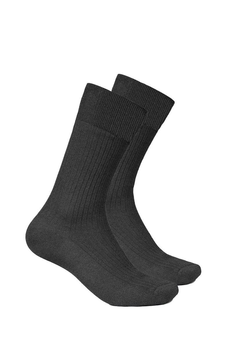 Pack 2 chaussettes en fil d'écosse - Anthracite