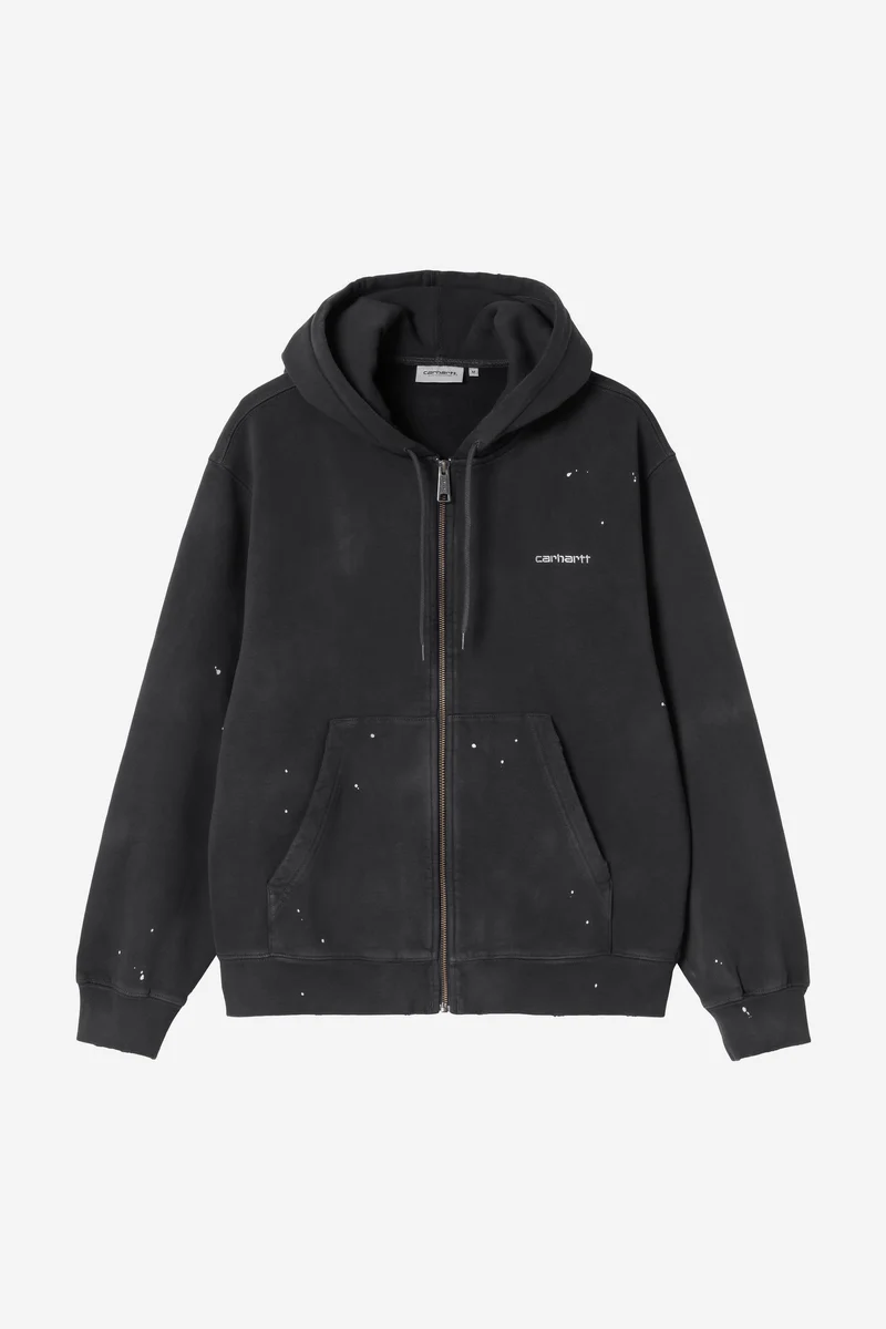 Carhartt Wip HOODED PANTER JACKET Black destroy wash splatter