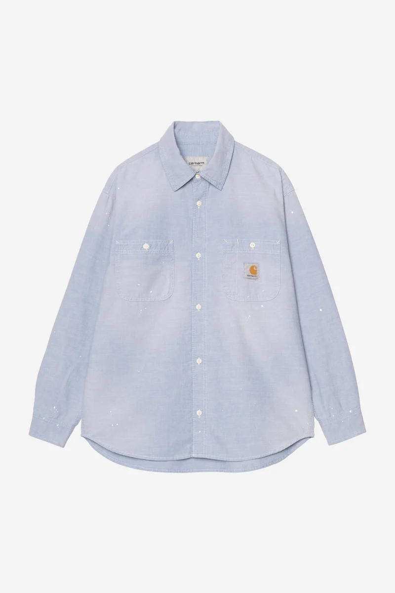 Carhartt Wip PAINTER L/S SHIRT Blue worn used splatter