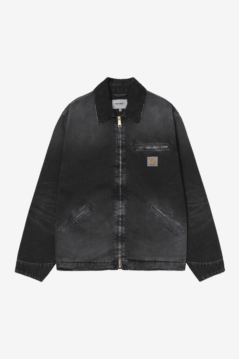 Carhartt Wip OG DETROIT JACKET Black / Black destroy wash