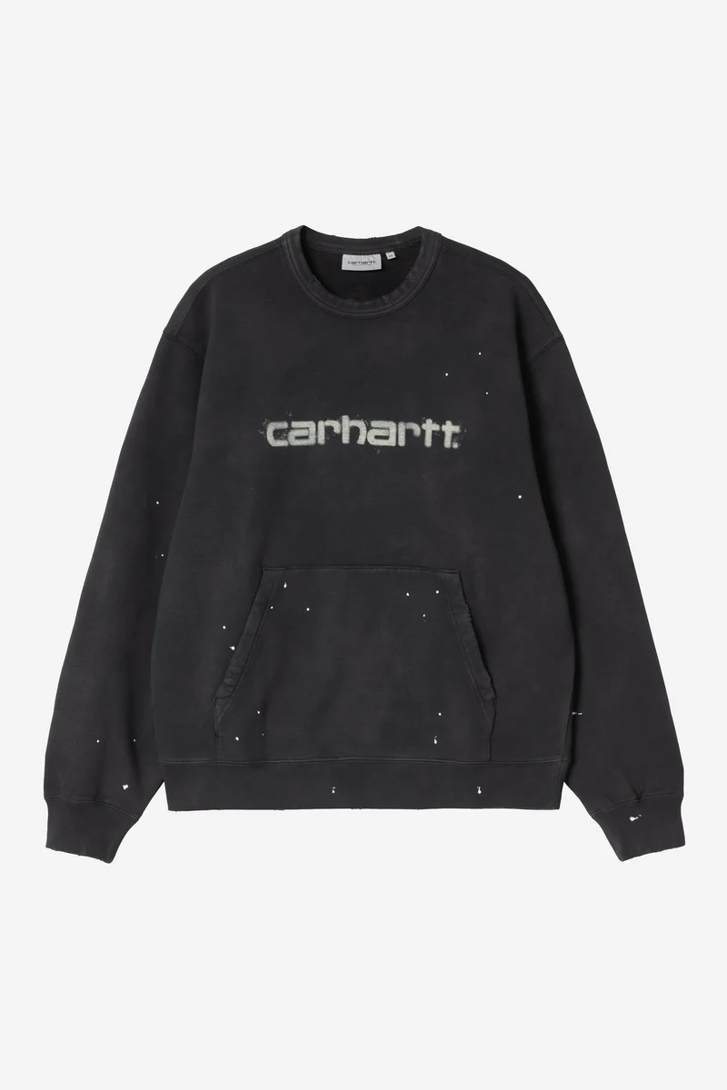 Carhartt Wip PAINTER SWEAT Black destroy wash, splatter