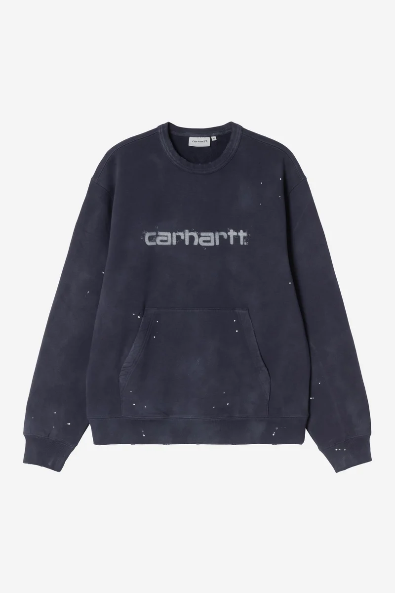 Carhartt Wip PAINTER SWEAT Dark Navy destroy wash, splatter