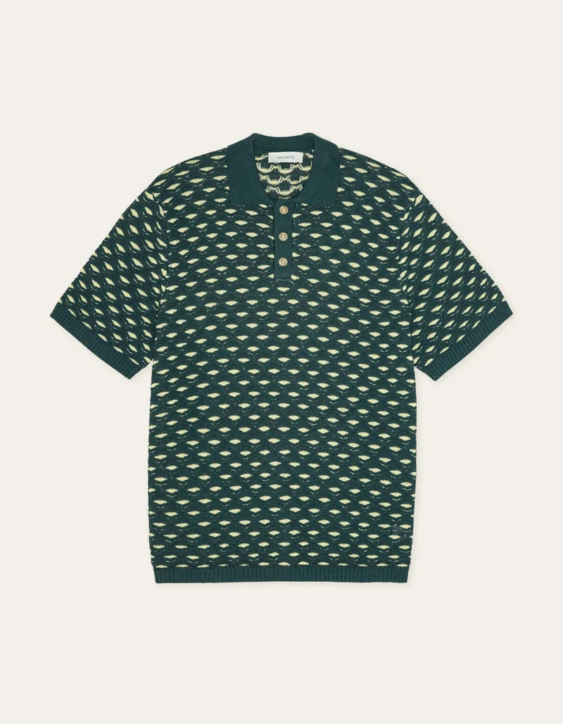 Les Deux ESMAY SHELL KNITTED S/S POLO Sea Moss Green
