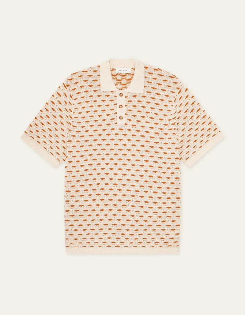 Les Deux ESMAY SHELL KNITTED S/S POLO Eggnog White