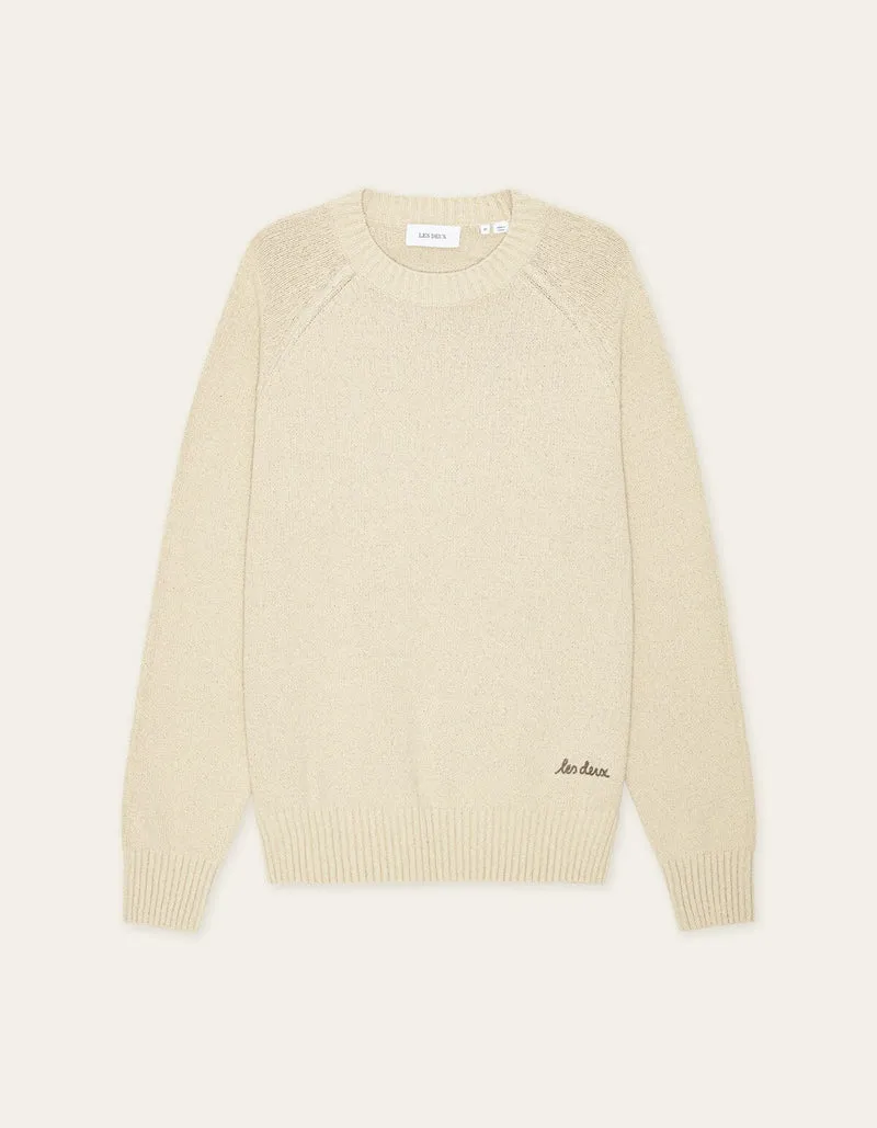 Les Deux BRAD ROUNDNECK KNIT Oyster Gray White
