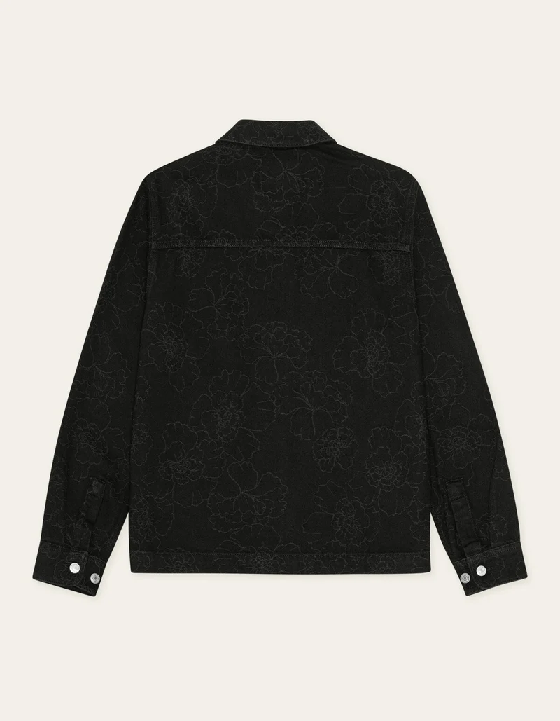 Les Deux LAYTON AOP DENIM OVERSHIRT Black