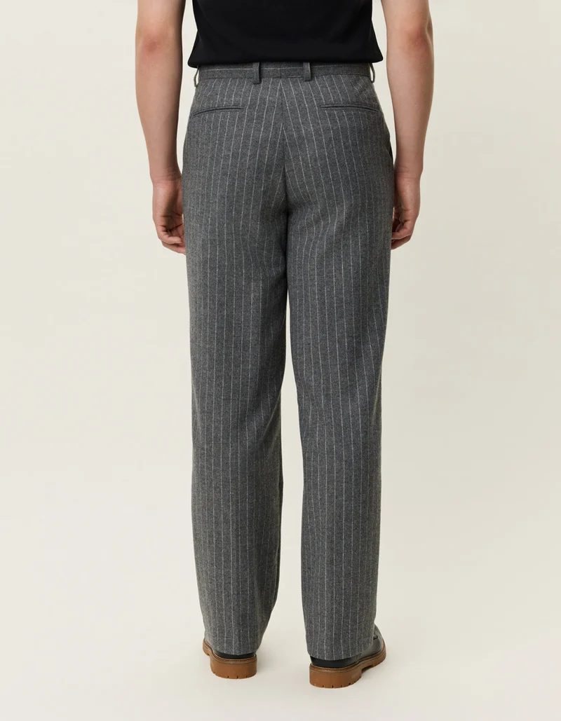 Les Deux Como Pinstripe Mouliné Slacks Grey Melange