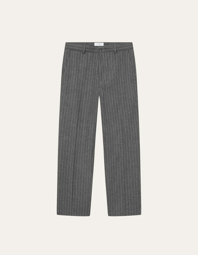 Les Deux Como Pinstripe Mouliné Slacks Grey Melange