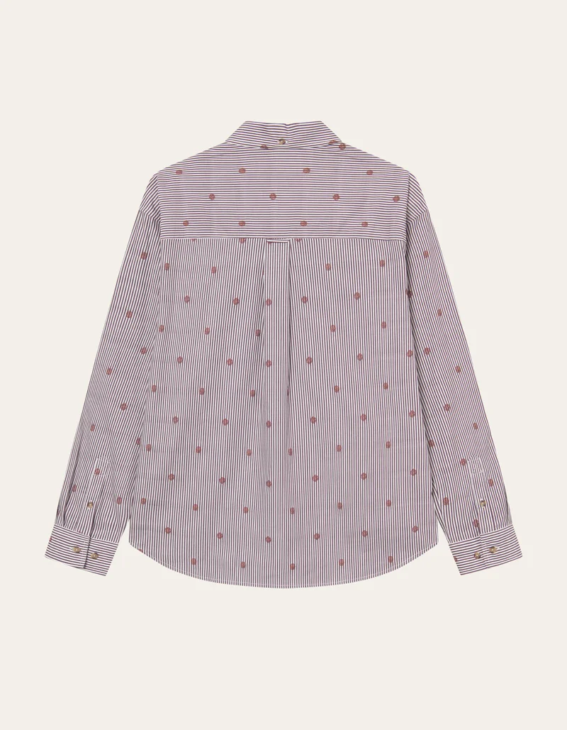 Les Deux Kolton Stripe Basket AOE Shirt Fired Brick Red