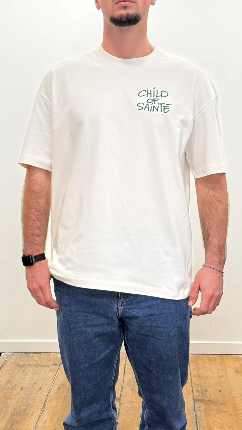 T Shirt Saint-Etienne Child Of Sainté HEART EMB Ivoire/Vert