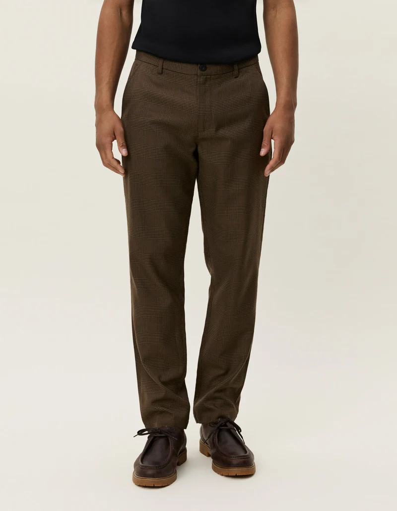 Les Deux Como Reg Houndstooth Suit Pants Teak Brown