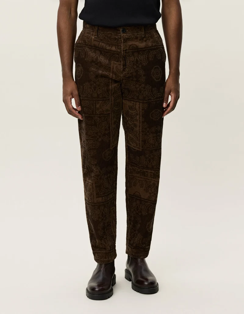 Les Deux Kody AOP Corduroy Pant Teak Brown