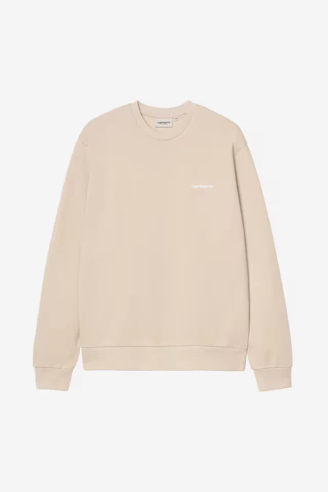 Pull Carhartt Wip SCRIPT EMBROIDERY SWEAT Fleur De Sel White