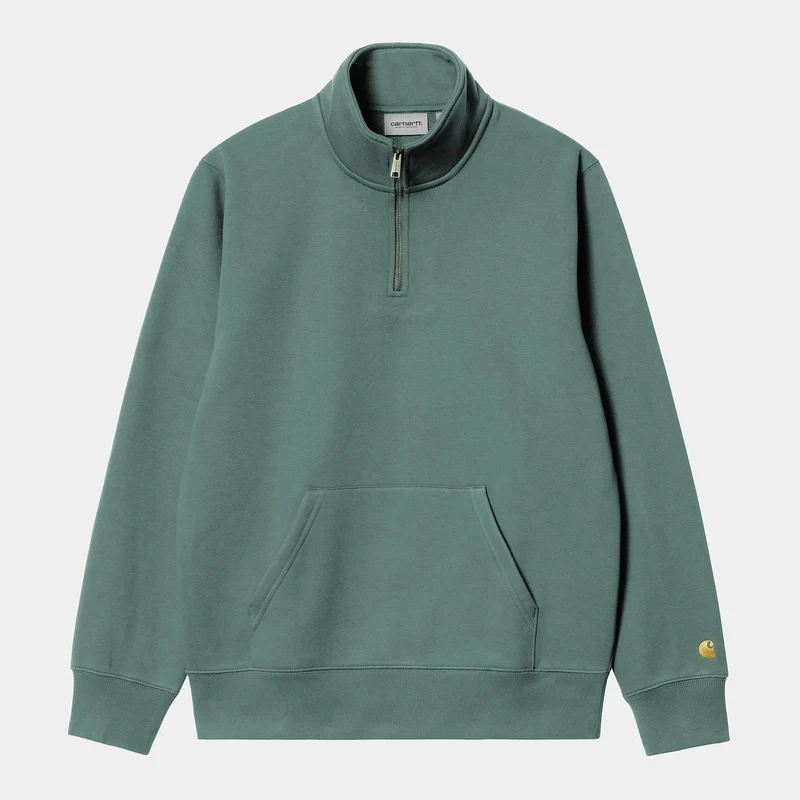 Pull Carhartt Wip CHASE NECK ZIP SWEAT Silver Pine